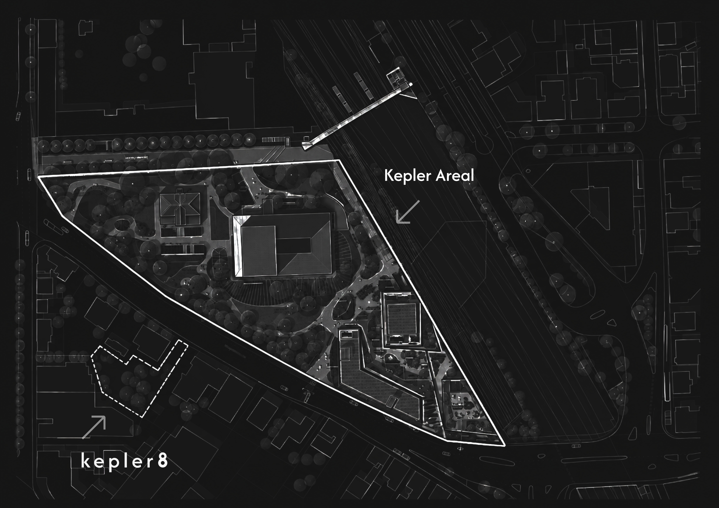Lageplan von Kepler 8 gegenüber dem Kepler-Areal in Ludwigsburg